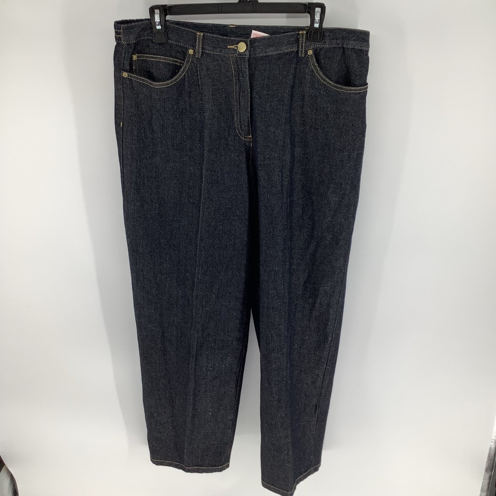Ruby Rd Petite Womens 14P Blue Metallic Stretch Denim Jeans